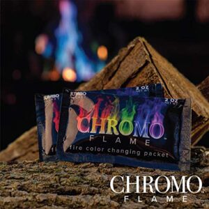 CHROMO FLAME Fire Color Changing Packets for Fire Pit, Campfire, Bonfire, Outdoor Fireplace | Magic, Rainbow, Colorful, Mystic Flames | 4 oz Total, 2-2 oz Jumbo Packets