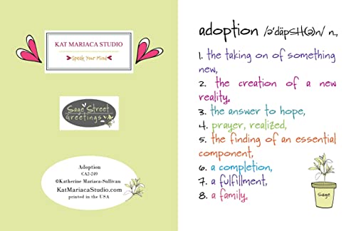 Adoption Cards - Adoption Greeting Card - New Family Card - Congratulations Card for Adoptive Parents - New Baby Son Daughter Gift - 4.25" x 5.5" Folded Card and Envelope Set