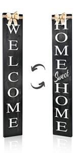 outdoor 2in1 welcome sign for front door, vertical welcome sign for front porch standing,welcome home sign,porch signs, interchangeable 4ft tall,home sweet home sign, long, wood,farmhouse porch decor