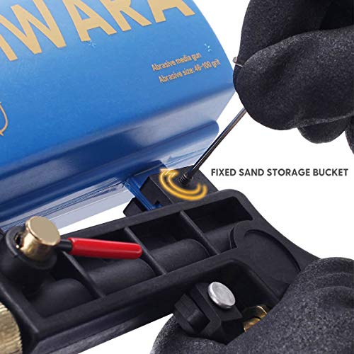 FUJIWARA Sand Blaster Gun Kit, Sandblaster with 2 Replaceable Tips Quick Connect, Works with All Blasting Abrasives–Professional Handheld Machine for Metal Rust Remove, Blue