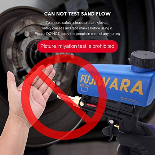 FUJIWARA Sand Blaster Gun Kit, Sandblaster with 2 Replaceable Tips Quick Connect, Works with All Blasting Abrasives–Professional Handheld Machine for Metal Rust Remove, Blue