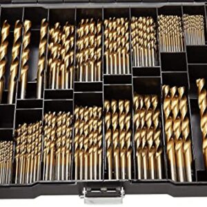 Hurricane 230 Piece Titanium Twist Drill Bits Set with Hurricane 4 Piece Wood Chisel Set Cr-V Construction for Woodworking Carving PVC High Impact Handlesize from 1/4 Inch to 1 Inch