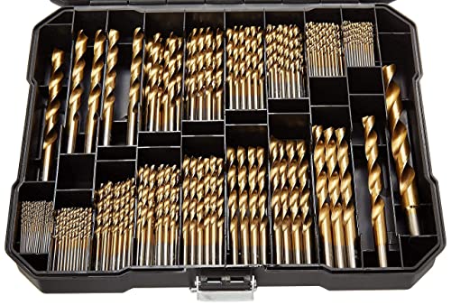 Hurricane 230 Piece Titanium Twist Drill Bits Set with Hurricane 4 Piece Wood Chisel Set Cr-V Construction for Woodworking Carving PVC High Impact Handlesize from 1/4 Inch to 1 Inch