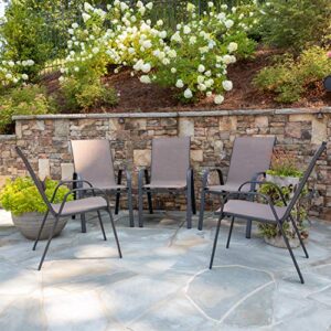 flash furniture 5 pack brazos series brown outdoor stack chair with flex comfort material and metal frame
