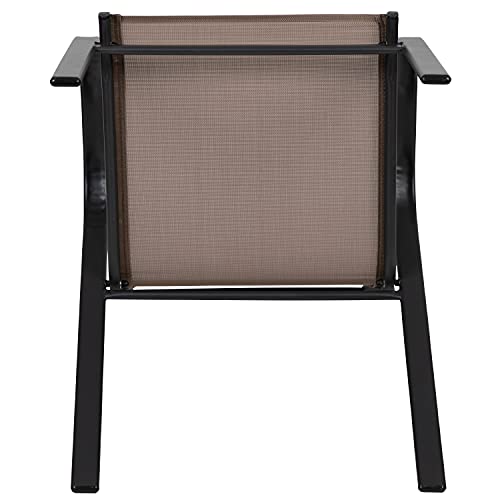 Flash Furniture 5 Pack Brazos Series Brown Outdoor Stack Chair with Flex Comfort Material and Metal Frame