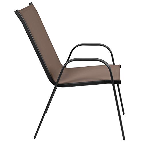 Flash Furniture 5 Pack Brazos Series Brown Outdoor Stack Chair with Flex Comfort Material and Metal Frame