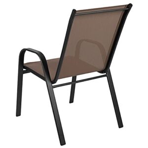 Flash Furniture 5 Pack Brazos Series Brown Outdoor Stack Chair with Flex Comfort Material and Metal Frame