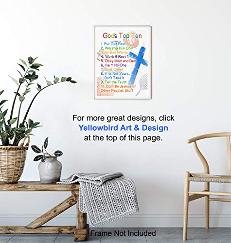 The Ten Commandments for Boys - Bible Verse Religious Christian Scripture Wall Art - Kids Wall Decor, Kids Bedroom Decor, Kids Wall Art - Gift For Child, Girls Room, Nursery Poster Print - 8x10