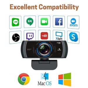 NexiGo N980P 1080P 60FPS Webcam with Microphone and Software Control, USB Computer Camera, Built-in Dual Noise Reduction Mics, 120° Wide-Angle for Zoom/Skype/FaceTime/Teams, PC Mac Laptop Desktop