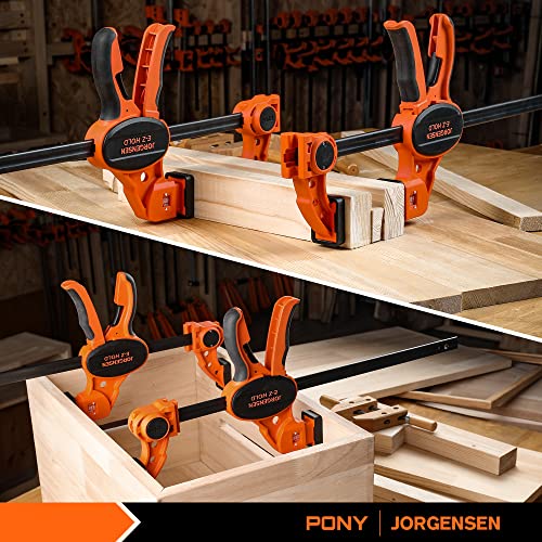 Jorgensen Bar Clamps For Woodworking, 12" 2-Pack One-Handed Clamps/Spreader with Load Limit Indicator, Quick Grip Bar Clamps E-Z Hold F Clamps Set with 300 lbs Load Limit, Medium Duty