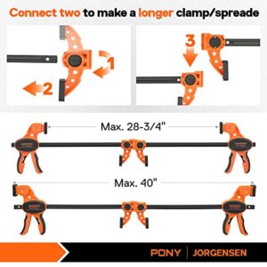 Jorgensen Bar Clamps For Woodworking, 12" 2-Pack One-Handed Clamps/Spreader with Load Limit Indicator, Quick Grip Bar Clamps E-Z Hold F Clamps Set with 300 lbs Load Limit, Medium Duty