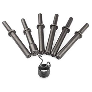 7 pcs air hammer rivet bit set, dele 0.401 shank smoothing pneumatic air rivet hammer tools kit with spring
