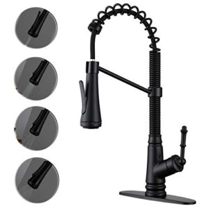 single level kitchen sink faucet with pull down sprayer, single handle pull out kitchen faucet, matte black