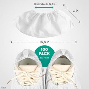 100Pcs Waterproof Shoe Covers for Rain Boot Cover - 50Pairs Disposable Shoe Covers White Shoe Protector Cover Medical Boot Cover Rain Shoes Cover - Sneaker Covers for Rain Non Slip Covers for Shoes