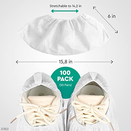 100Pcs Waterproof Shoe Covers for Rain Boot Cover - 50Pairs Disposable Shoe Covers White Shoe Protector Cover Medical Boot Cover Rain Shoes Cover - Sneaker Covers for Rain Non Slip Covers for Shoes