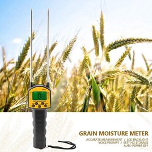 Oumefar Digital Multifunctional LCD Grain Moisture Meter Water Content Analyzer Smart Sensor Use Probe Humidity Tester for Wheat Corn Rice Bean Peanut Soybean(No Batteries Included)