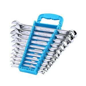 duratech combination wrench set, metric, 11-piece, 8, 10, 11, 12, 13, 14, 15, 16, 17, 18, 19mm, 12-point, cr-v steel, organized in wrench holder