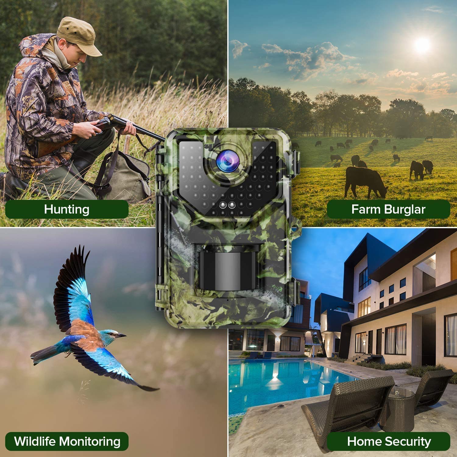 Vikeri Trail Camera, 1520P 20MP Game Camera with Night Vision Motion Activated Waterproof 120°Wide-Angle, 0.2s Trigger Hunting Trail Cam with 48pcs No Glow Infrared LED for Wildlife Monitoring