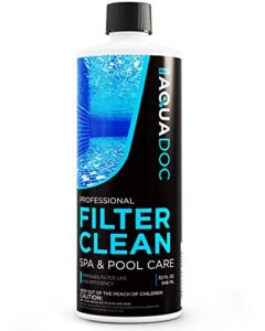 hot tub filter cleaner soak, pool filter cleaner & pool cartridge cleaner - spa filter cleaner soak & spa filter cleaning solution for hottub cartridges. easy to use filter degreaser | aquadoc 32oz