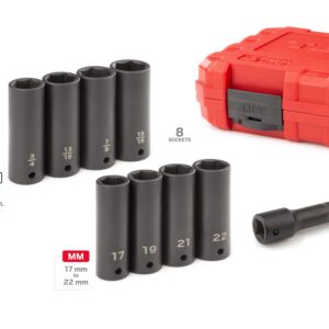 TEKTON 1/2 Inch Drive Impact Lug Nut Socket Set (9-Piece) | SID92415