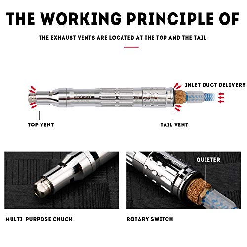 Oudtinx Air-powered Micro Die Grinder, Pencil Style | 65,000 RPM | 1/8" (3mm) Capacity