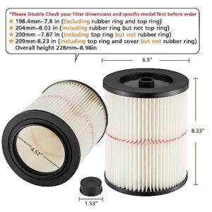 9-17816 Red Stripe Vacuum Cartridge Filter Replacement Compatible with Craftsman Wet/Dry 5/6/8/12/16/32 Gallon & Larger(2 Pack)