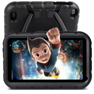 yestel kids tablet 7" android 11 tablets urtra-responsive tablet for kids 2gb ram 32gb | shock- proof case | reversible stand | and more - black