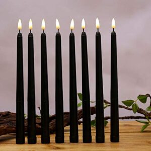 datomarry pack of 12 black body flickering flameless taper candles,11 inch warm white glow plastic battery powered realistic christmas candles lights