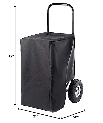 Gardenised Black Firewood Rack Outdoor Indoor, Heavy Duty Firewood Carrier with Front Wheels Wood Fireplace Tool Rack, Rolling Storage Cart Cover Included