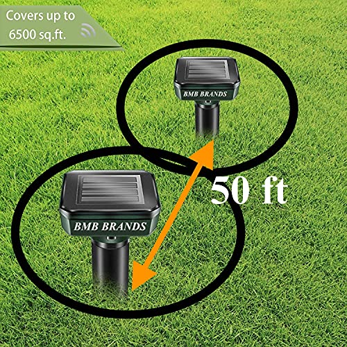 Mole Repellent Solar Powered Stakes, 4 Pack Solar Mole Repellent, Mole Repeller Stakes-Chases Away Snakes Voles Chipmunks- Ultrasonic Solar Powered for Lawn