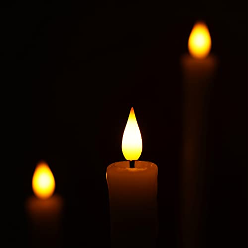 5plots Drip Wax Look Flameless Flickering Taper Candles with 2 Remotes and Timer, Realistic Battery Operated Candles LED Candlesticks, Christmas Halloween Home Wedding Decor & Gifts, Ivory, 6 pcs
