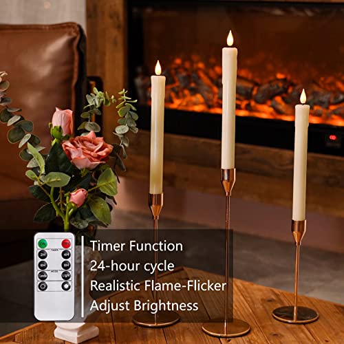 5plots Drip Wax Look Flameless Flickering Taper Candles with 2 Remotes and Timer, Realistic Battery Operated Candles LED Candlesticks, Christmas Halloween Home Wedding Decor & Gifts, Ivory, 6 pcs