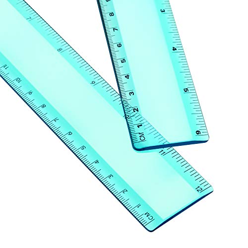 Plastic Ruler Straight Ruler Plastic Measuring Tool (Green, 6 Inch, 12 Inch)