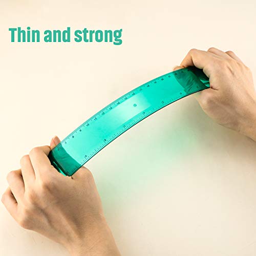 Plastic Ruler Straight Ruler Plastic Measuring Tool (Green, 6 Inch, 12 Inch)