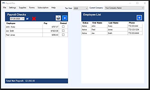 Print Checks Payroll - 2023 & 2024 Payroll software for Windows 10/11 - CD - Includes 12 month license
