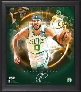 jayson tatum boston celtics framed 15" x 17" stars of the game collage - facsimile signature - nba player plaques and collages