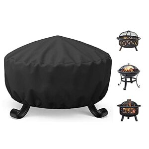 suptempo fire pit cover round for fire pit 22 inch - 34 inch, 420d heavy duty fire pit cover, outdoors waterproof windproof anti-uv