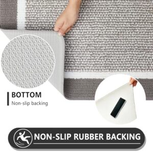 REFETONE Indoor Doormat, Front Back Door Mat 20"x32" Absorbent Rubber Backing Non Slip Door Mats, Machine Washable Low-Profile Entry Rug, Resist Dirt Inside Floor Mat Door Rugs for Entryway, Grey