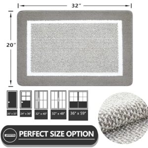 REFETONE Indoor Doormat, Front Back Door Mat 20"x32" Absorbent Rubber Backing Non Slip Door Mats, Machine Washable Low-Profile Entry Rug, Resist Dirt Inside Floor Mat Door Rugs for Entryway, Grey