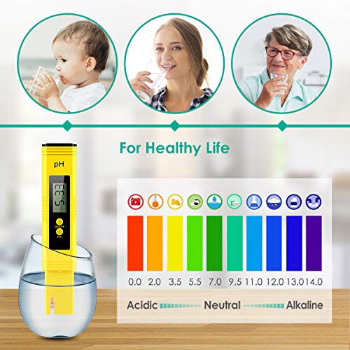 Digital PH Meter, PH Meter 0.01 Water Quality Tester with 0-14 PH Measurement Range for Household Drinking, Pool and Aquarium Water PH Tester Design with ATC