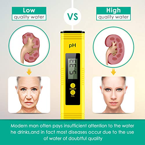 Digital PH Meter, PH Meter 0.01 Water Quality Tester with 0-14 PH Measurement Range for Household Drinking, Pool and Aquarium Water PH Tester Design with ATC