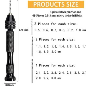 62 Pieces Pin Vises Hand Drill Bits Set Micro Twist Manual Rotary Hobby Drill Tools with Clamp for Jewelry Making, Craft Carving, DIY, Woodworking, Plastic, Shells, Resin or Model Making (0.3-3.0mm)