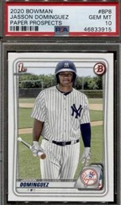 2020 bowman paper prospects - jasson dominguez - new york yankees baseball rookie card - graded psa 10 gem mint - rc card #bp8