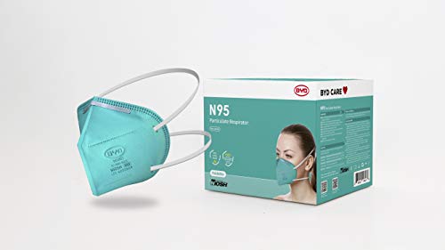 BYD CARE N95 Respirator, 20 Pack with Individual Wrap, Breathable & Comfortable Foldable Safety Mask with Head Strap for Tight Fit
