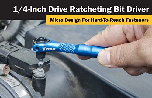 Titan 11317 1/4-Inch Drive Swivel Head Micro Bit Driver , Blue