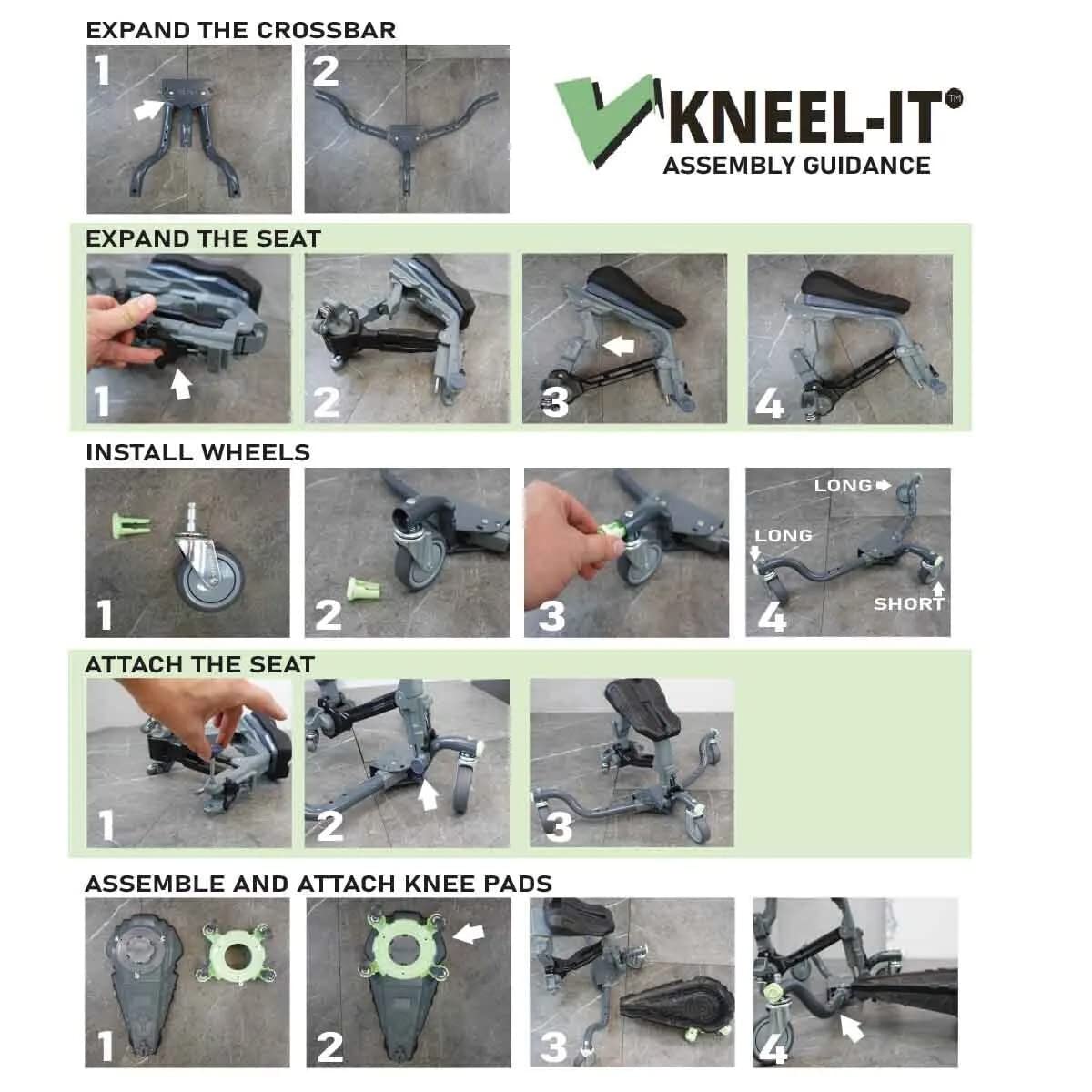 Kneel-It V3 Rolling Knee Pads - Durable Ergonomic Mobile Knee Pads with Seat - 360° Turning Capability, Supports 360 lbs, Compactable, Optimal for any Floor Job