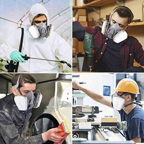 Respirator Mask,Half Facepiece Gas Mask with Safety Glasses Reusable Professional Breathing Protection Against Dust,Chemicals,Pesticide and Organic Vapors, Perfect for Painters and DIY Project