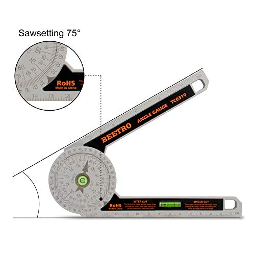 BEETRO Miter Saw Protractor, Perfect Molding Angle Gauge with Two Horizontal Bubbles for Crown Molding, Miter Cuts, Carpentry, and More