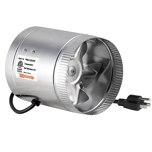 iPower 6 Inch 240 CFM Inline Duct Vent Blower Booster Fan for HVAC Exhaust and Intake 5.5' Grounded Power Cord, Low Noise, Silver