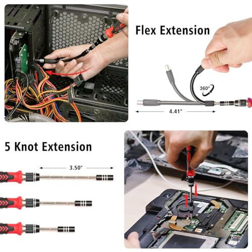 SHARDEN Precision Screwdriver Set, 122 in 1 Electronics Magnetic Repair Tool Kit with Case for Repair Computer, iPhone, PC, Cellphone, Laptop, Nintendo, PS4, Game Console, Watch, Glasses etc (Red)